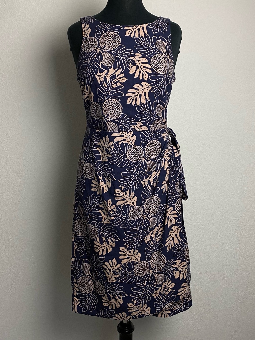 Patagonia Pataloha Sleeveless Dress Sz 10 Blue Ulu Tie Waist 100% Organic Cotton